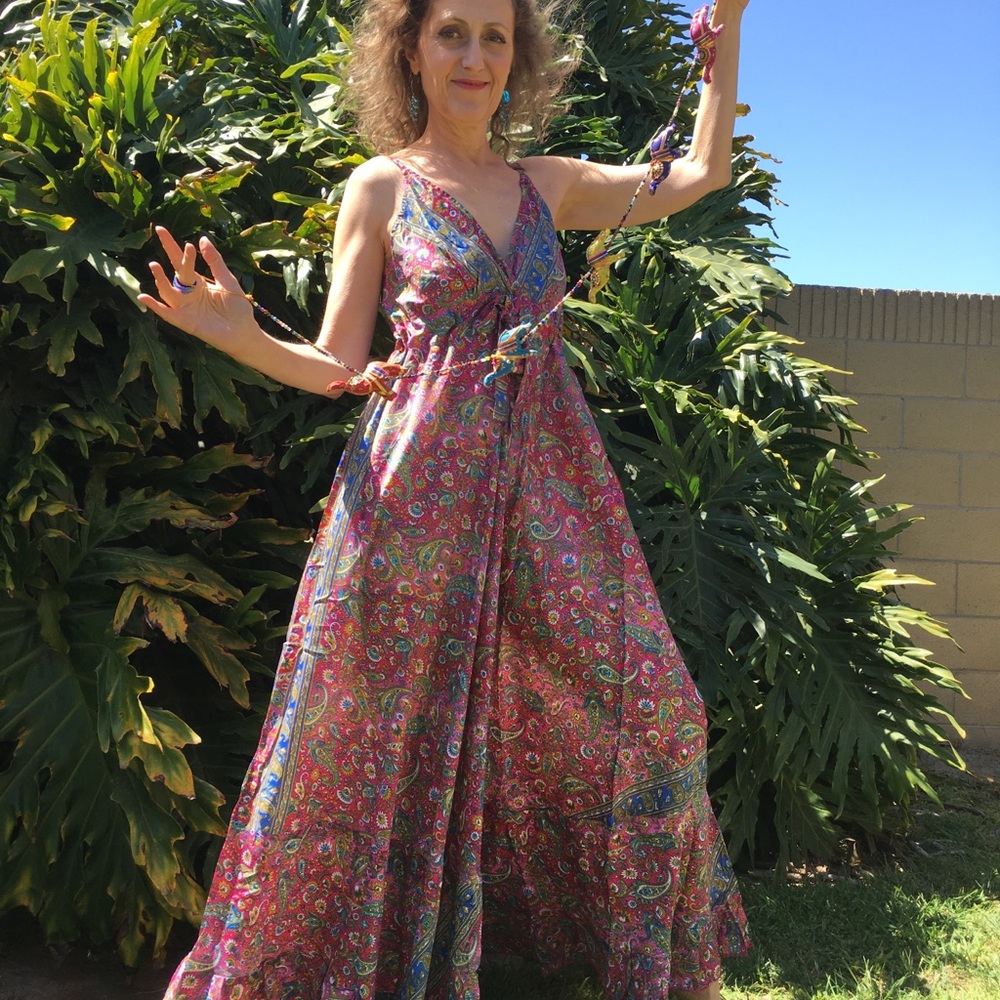 Imported Indian Silk Dress NEW one size fits all - Picture 3 of 5